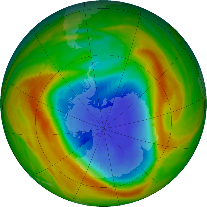 Antarctic ozone map for 25 October 1983